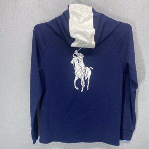 Polo Ralph Lauren Pullover Hoodie Blue Boys Medium 10-12 Big Pony Youth